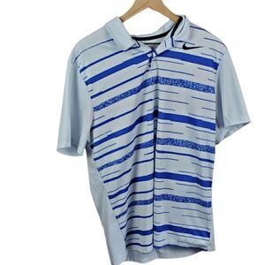 Nike Blue Striped Dry Fit Golf Shirt